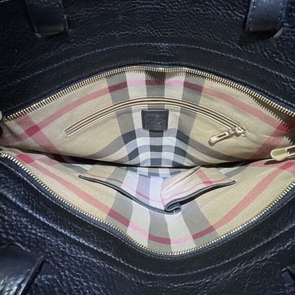 BURBERRY Black Canvas Leather Logo BSX Stowell Travel Tote Bag Purse - Picture 11 of 16